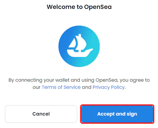 opensea 利用規約に同意